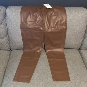 Brown Faux Leather Pants